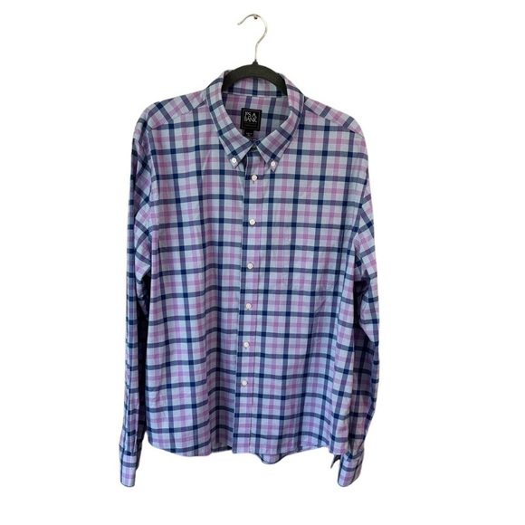 Jos. A. Bank Traveler Purple/Blue Plaid Long Sleeve Button Down Shirt Slim XXL - Picture 2 of 11